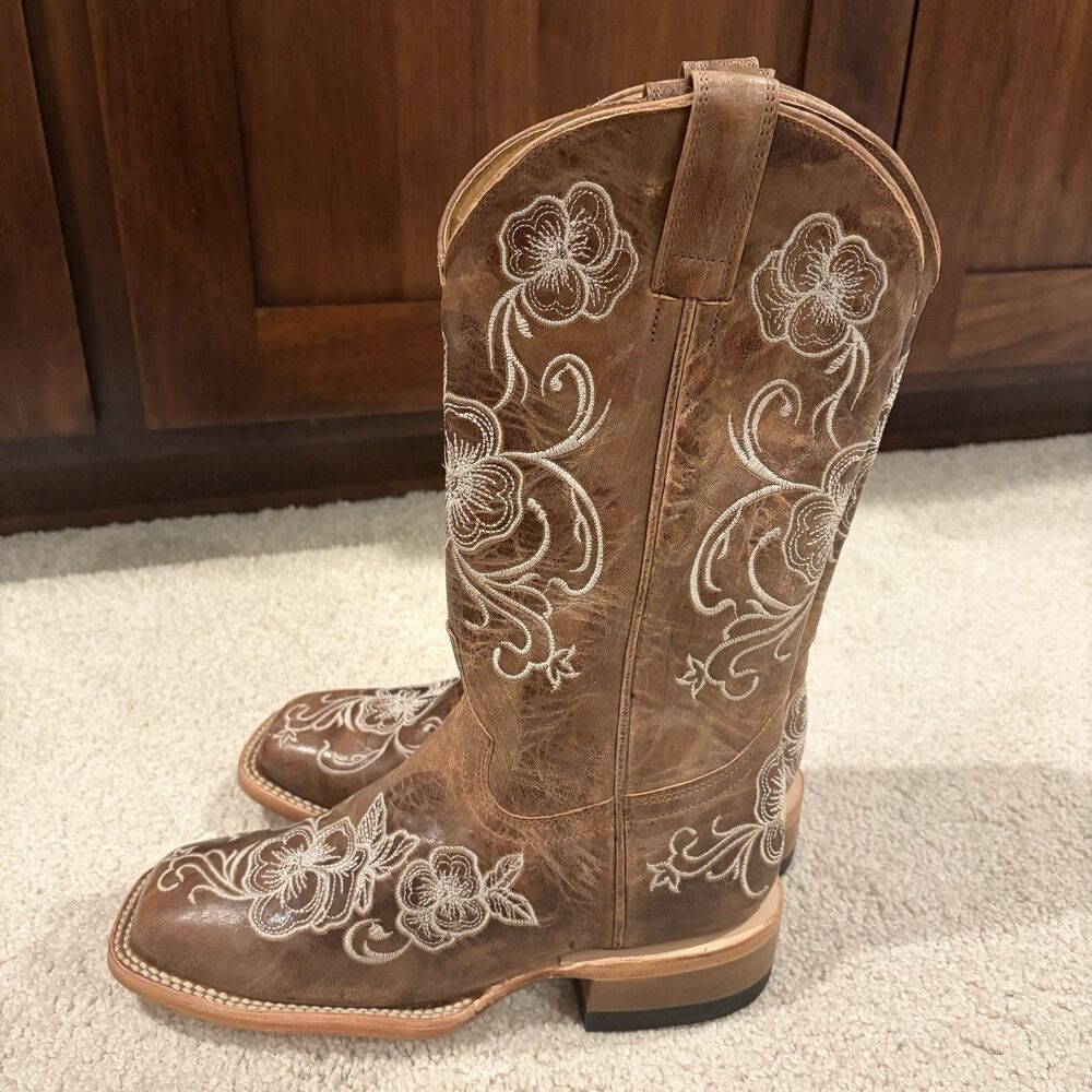 Display Try On Shyanne Women’s Lasy Floral embroidered Western Boots Brown Sz 7 - Picture 10 of 10